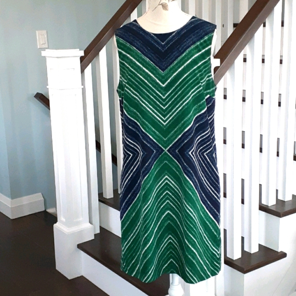 ^ Smart Set green and blue sleeveless A-line dress